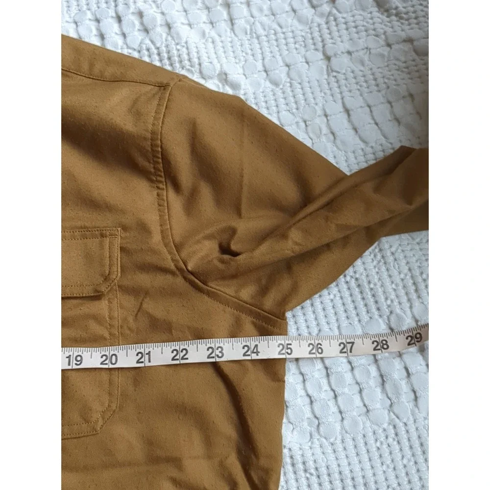 Poncho Flannel Slim Fit Magnetic Button Down Long Sleeve Shirt Brown Sz XL